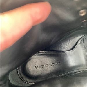 ALEXANDER WANG FREJA BLACK LEATHER ZIPPERED ANKLE BOOTIE,size39, hill 4inch